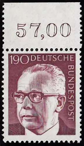 BUND 1972 Michel-Nummer 0732 postfrisch EINZELMARKE RAND oben (a)