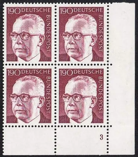 BUND 1972 Michel-Nummer 0732 postfrisch BLOCK ECKRAND unten rechts (FN)