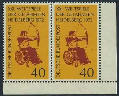 BUND 1972 Michel-Nummer 0733 postfrisch horiz.PAAR ECKRAND unten rechts