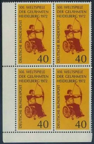 BUND 1972 Michel-Nummer 0733 postfrisch BLOCK ECKRAND unten links