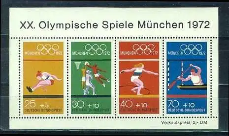 BUND 1972 Michel-Nummer 0734-0737 postfrisch BOGEN(4) -Blockausgabe 8-