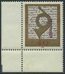 BUND 1972 Michel-Nummer 0739 postfrisch EINZELMARKE ECKRAND unten links