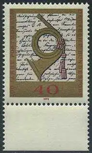 BUND 1972 Michel-Nummer 0739 postfrisch EINZELMARKE RAND unten