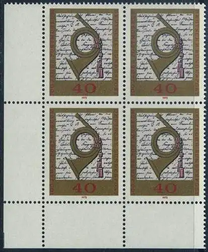 BUND 1972 Michel-Nummer 0739 postfrisch BLOCK ECKRAND unten links