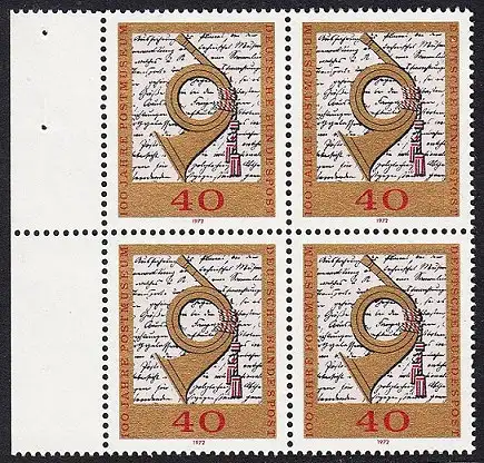 BUND 1972 Michel-Nummer 0739 postfrisch BLOCK RÄNDER links