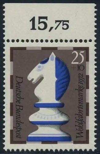BUND 1972 Michel-Nummer 0742 postfrisch EINZELMARKE RAND oben (b)