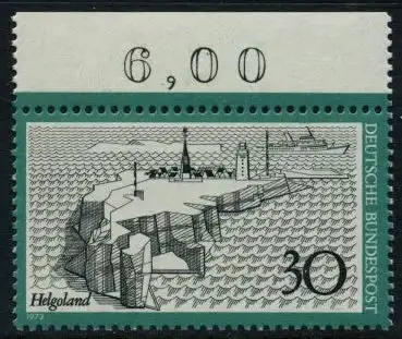 BUND 1972 Michel-Nummer 0746 postfrisch EINZELMARKE RAND oben