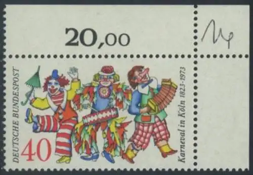 BUND 1972 Michel-Nummer 0748 postfrisch EINZELMARKE ECKRAND oben rechts