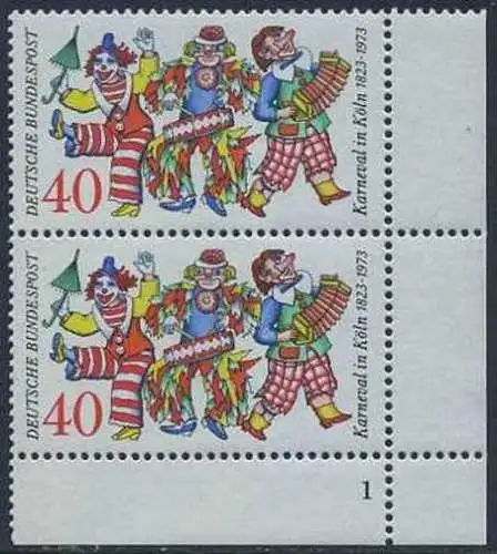 BUND 1972 Michel-Nummer 0748 postfrisch vert.PAAR ECKRAND unten rechts (FN)