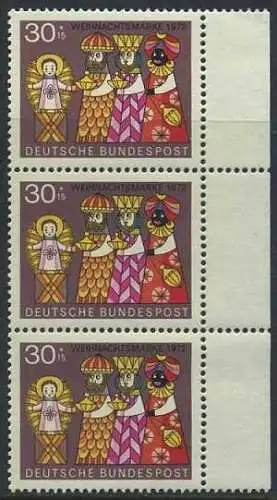 BUND 1972 Michel-Nummer 0749 postfrisch vert.STRIP(3) RAND rechts