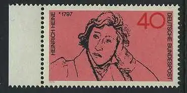 BUND 1972 Michel-Nummer 0750 postfrisch EINZELMARKE RAND links