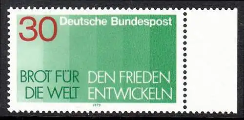 BUND 1972 Michel-Nummer 0751 postfrisch EINZELMARKE RAND rechts