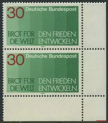 BUND 1972 Michel-Nummer 0751 postfrisch vert.PAAR ECKRAND unten rechts
