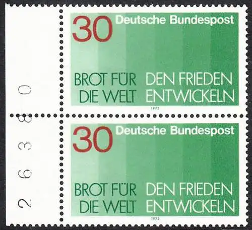 BUND 1972 Michel-Nummer 0751 postfrisch vert.PAAR RAND links (BZ)