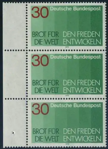 BUND 1972 Michel-Nummer 0751 postfrisch vert.STRIP(3) RAND links