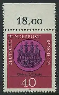 BUND 1972 Michel-Nummer 0752 postfrisch EINZELMARKE RAND oben