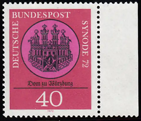 BUND 1972 Michel-Nummer 0752 postfrisch EINZELMARKE RAND rechts