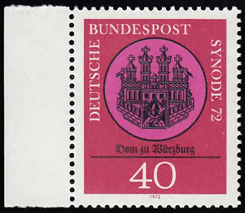 BUND 1972 Michel-Nummer 0752 postfrisch EINZELMARKE RAND links