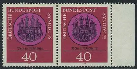 BUND 1972 Michel-Nummer 0752 postfrisch horiz.PAAR RAND rechts