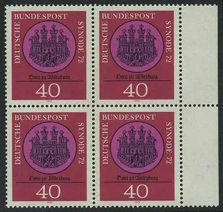 BUND 1972 Michel-Nummer 0752 postfrisch BLOCK RÄNDER rechts