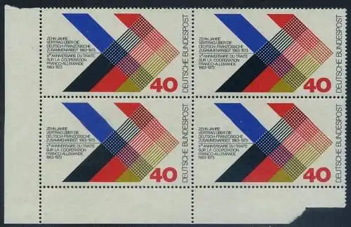 BUND 1973 Michel-Nummer 0753 postfrisch BLOCK ECKRAND unten links