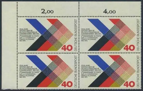 BUND 1973 Michel-Nummer 0753 postfrisch BLOCK ECKRAND oben links