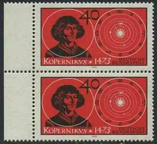 BUND 1973 Michel-Nummer 0758 postfrisch vert.PAAR RAND links