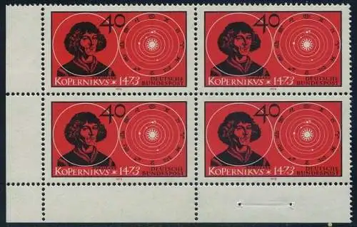 BUND 1973 Michel-Nummer 0758 postfrisch BLOCK ECKRAND unten links