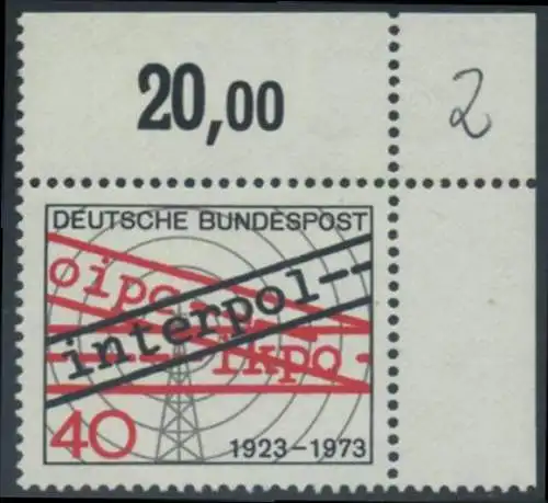 BUND 1973 Michel-Nummer 0759 postfrisch EINZELMARKE ECKRAND oben rechts