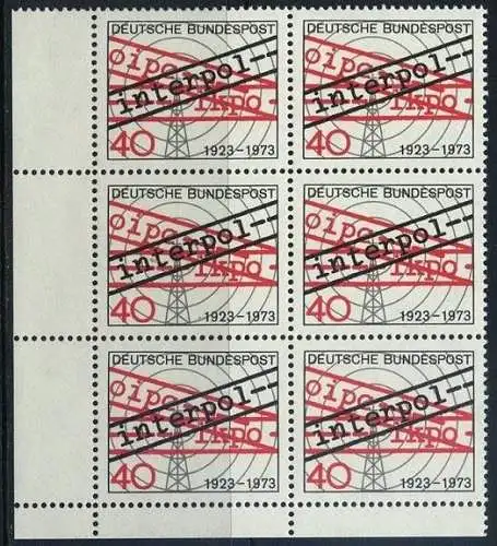 BUND 1973 Michel-Nummer 0759 postfrisch vert.BLOCK(6) ECKRAND unten links