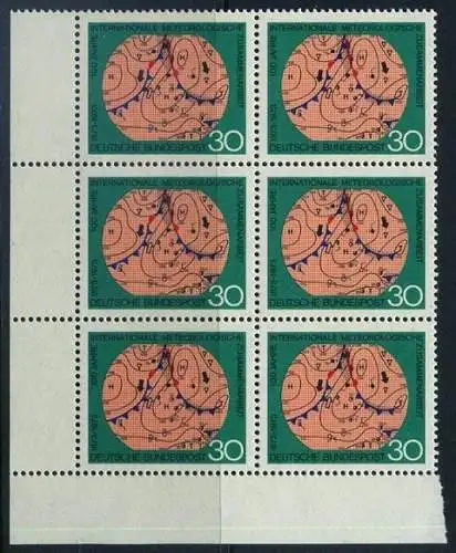 BUND 1973 Michel-Nummer 0760 postfrisch vert.BLOCK(6) ECKRAND unten links