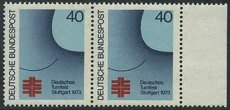 BUND 1973 Michel-Nummer 0763 postfrisch horiz.PAAR RAND rechts