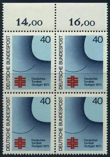 BUND 1973 Michel-Nummer 0763 postfrisch BLOCK RÄNDER oben