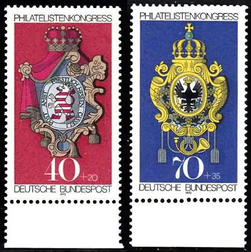 BUND 1973 Michel-Nummer 0764-0765 postfrisch SATZ(2) EINZELMARKEN RÄNDER unten