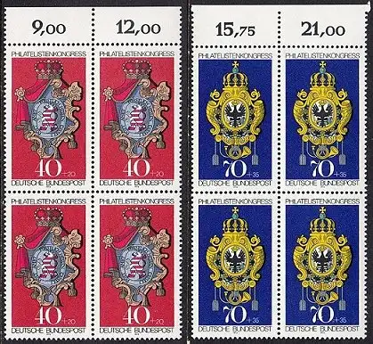 BUND 1973 Michel-Nummer 0764-0765 postfrisch SATZ(2) BLÖCKE RÄNDER oben