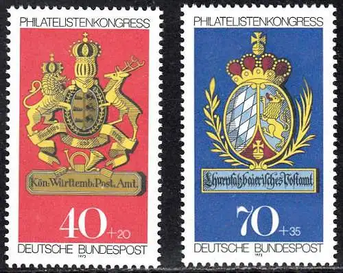 BUND 1973 Michel-Nummer 0766-0767 postfrisch SATZ(2) EINZELMARKEN