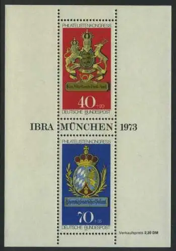 BUND 1973 Michel-Nummer 0766-0767 postfrisch BOGEN(2) -Blockausgabe 9-