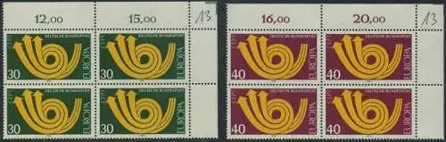BUND 1973 Michel-Nummer 0768-0769 postfrisch SATZ(2) BLÖCKE ECKRAND oben rechts