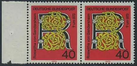 BUND 1973 Michel-Nummer 0770 postfrisch horiz.PAAR RAND links