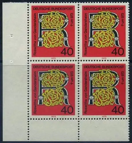 BUND 1973 Michel-Nummer 0770 postfrisch BLOCK ECKRAND unten links