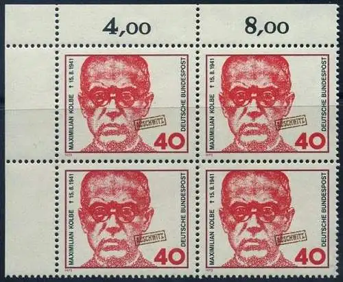 BUND 1973 Michel-Nummer 0771 postfrisch BLOCK ECKRAND oben links