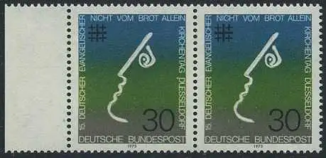 BUND 1973 Michel-Nummer 0772 postfrisch horiz.PAAR RAND links