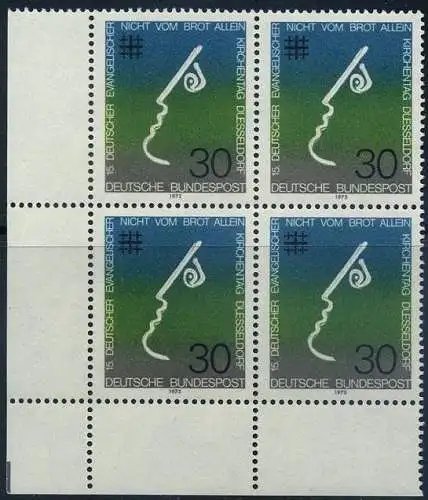 BUND 1973 Michel-Nummer 0772 postfrisch BLOCK ECKRAND unten links