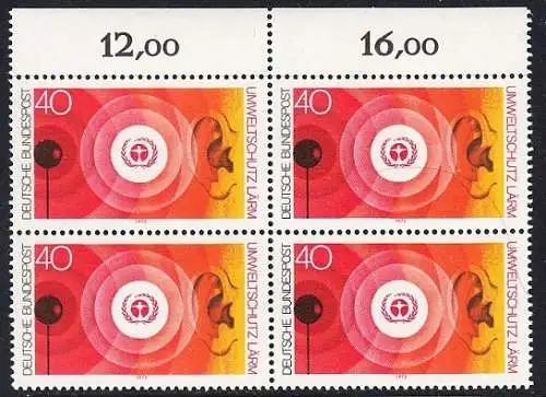BUND 1973 Michel-Nummer 0776 postfrisch BLOCK RÄNDER oben