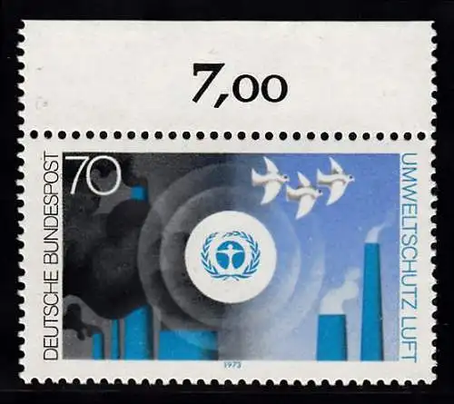 BUND 1973 Michel-Nummer 0777 postfrisch EINZELMARKE RAND oben