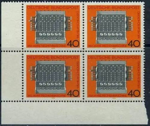 BUND 1973 Michel-Nummer 0778 postfrisch BLOCK ECKRAND unten links