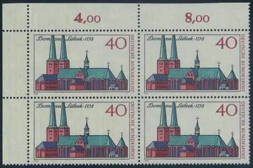 BUND 1973 Michel-Nummer 0779 postfrisch BLOCK ECKRAND oben links