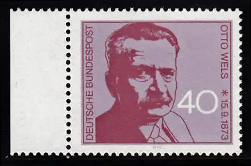 BUND 1973 Michel-Nummer 0780 postfrisch EINZELMARKE RAND links