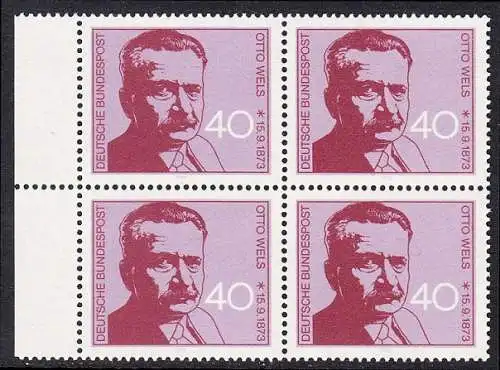 BUND 1973 Michel-Nummer 0780 postfrisch BLOCK RÄNDER links