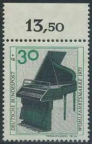 BUND 1973 Michel-Nummer 0783 postfrisch EINZELMARKE RAND oben